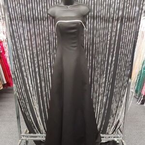 Black and White Strapless Satin Gown